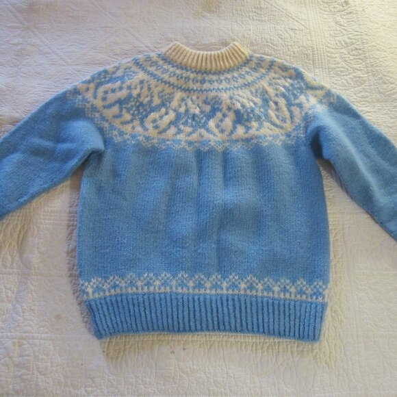 Dale of Norway Sweater Size M/50 Reindeer Fair Isle Blue/White VTG 80's - Picture 1 of 7